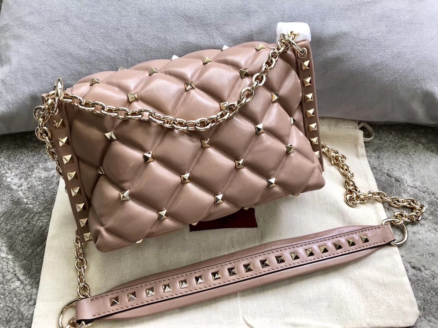 Valentino Small Candystud Crossbody Bag In Poudre Lambskin