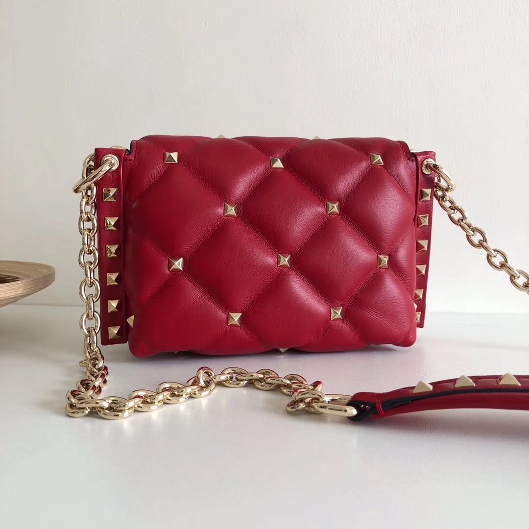 Va1e*ntin0 mini candystud crossbody bag in red lambskin