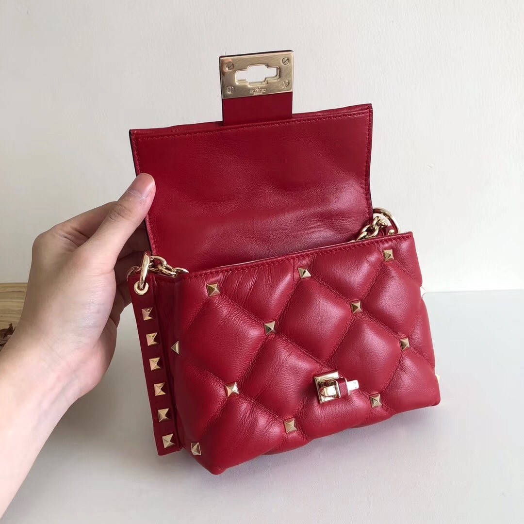Va1e*ntin0 mini candystud crossbody bag in red lambskin