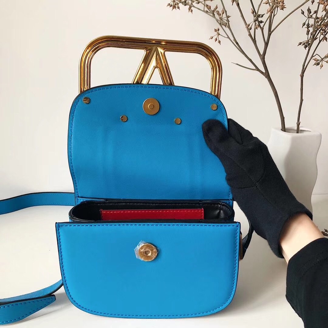 Va1e*ntin0 small s*pervee crossbody bag in neon blue leather