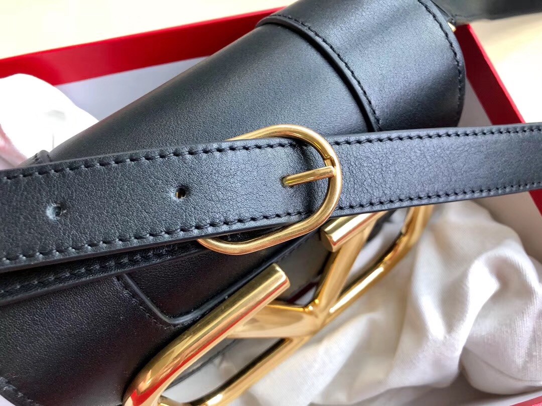 valentino small S*pervee crossbody bag in black leather
