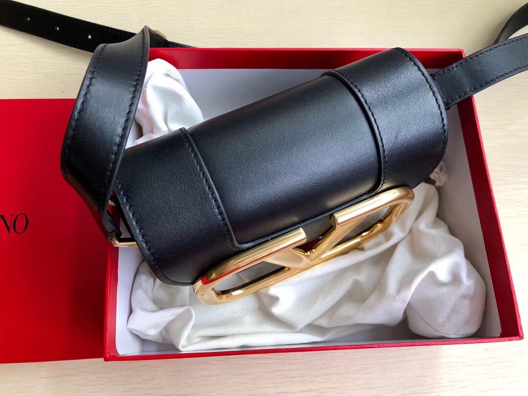 valentino small S*pervee crossbody bag in black leather