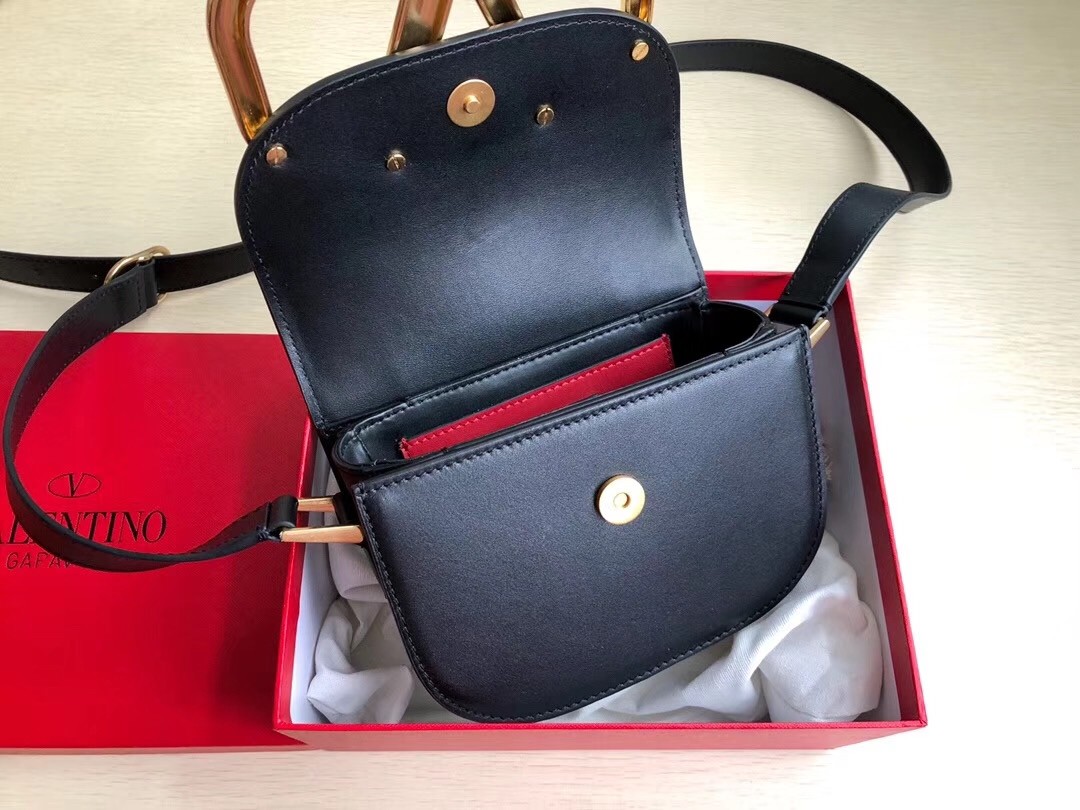 valentino small S*pervee crossbody bag in black leather