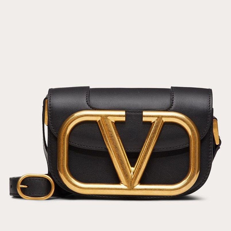 valentino small S*pervee crossbody bag in black leather