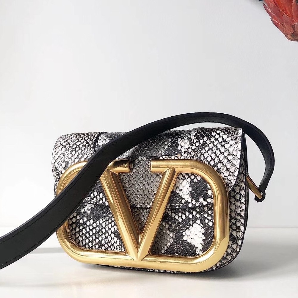 Va1e*ntin0 small s*pervee crossbody bag in embossed python leather