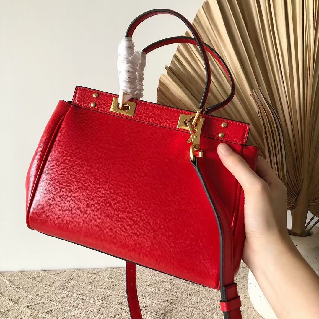 Valentino Rockstud Alcove Medium Top Handle Bag In Red Calfskin