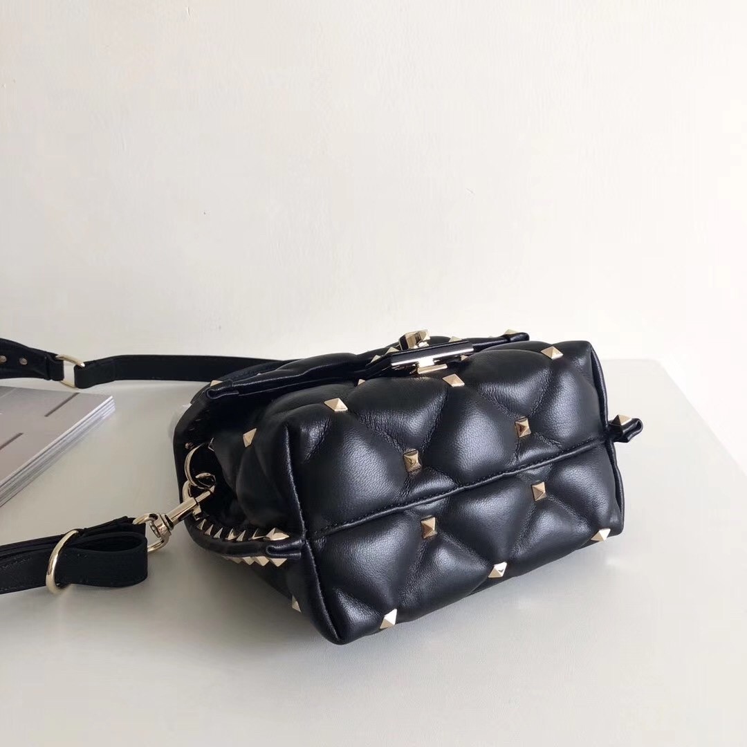 Valentino Candystud Mini Handbag In Black Lambskin