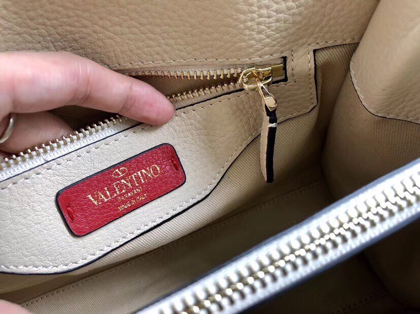 Valentino White Small Rockstud Top Handle Bag