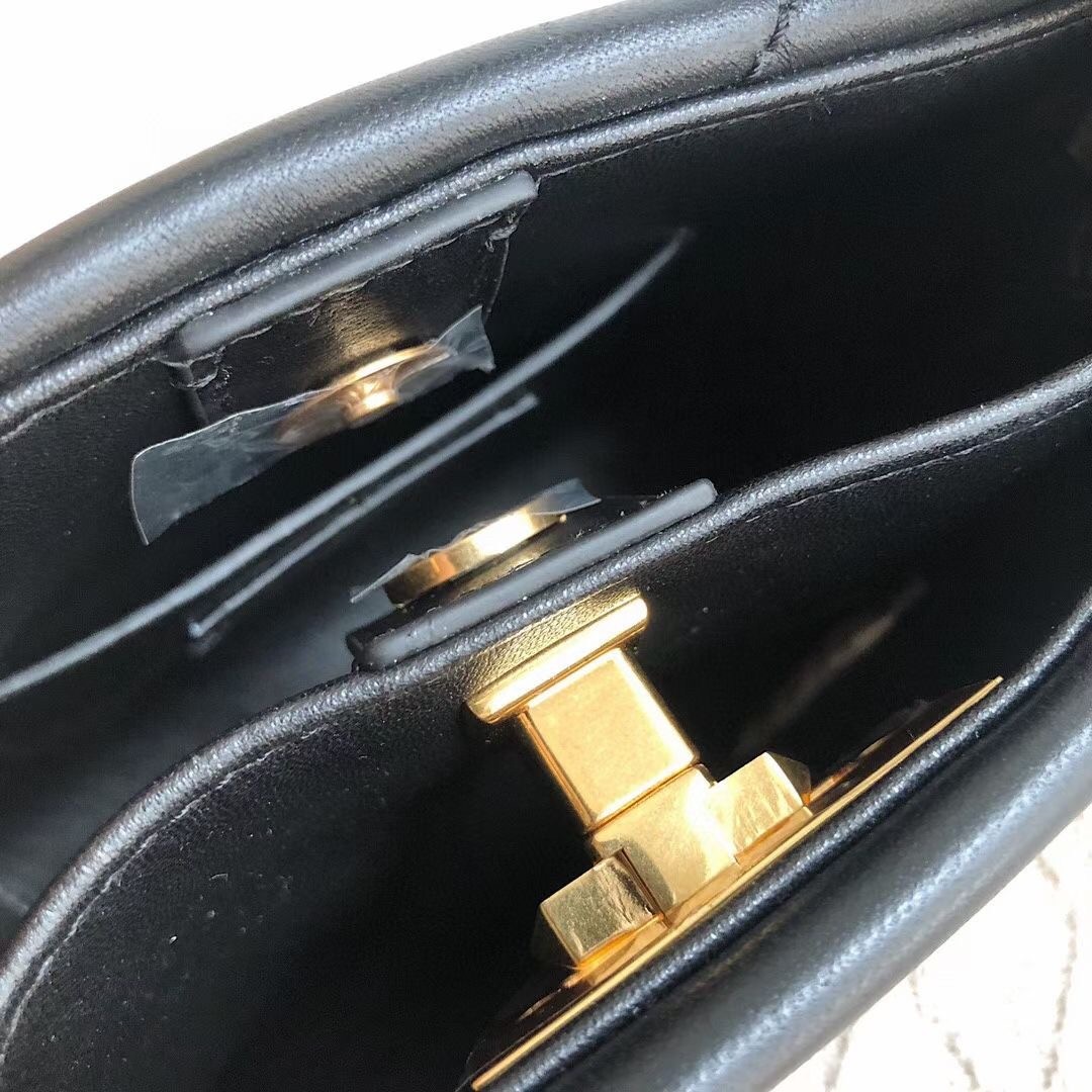 Valentino Small Roman Stud Top Handle Bag In Black Nappa