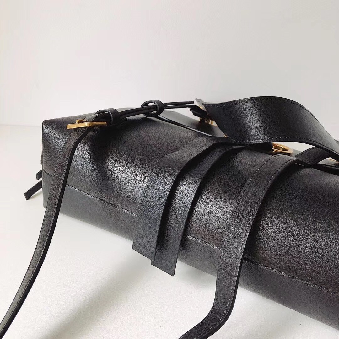 Valentino Small Vring Handbag In Black Buffalo Leather