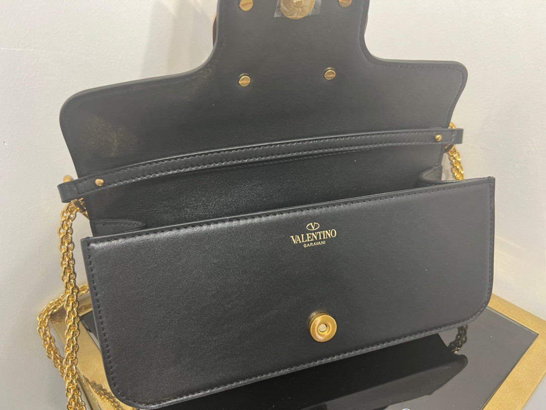 Valentino Loco Large Shoulder Bag In Black Calfskin