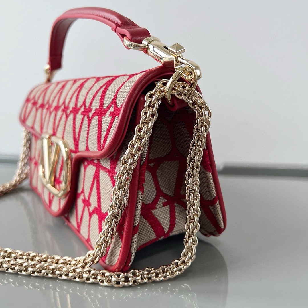 Va1e*ntin0 large loco shoulder bag in red toile iconographe