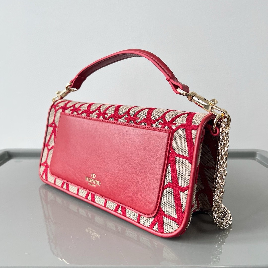 Va1e*ntin0 large loco shoulder bag in red toile iconographe