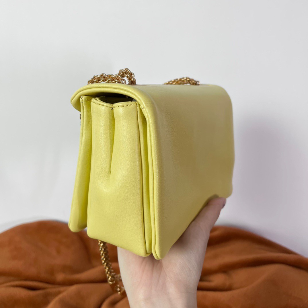 Va1e*ntin0 one stud chain bag in yellow nappa leather