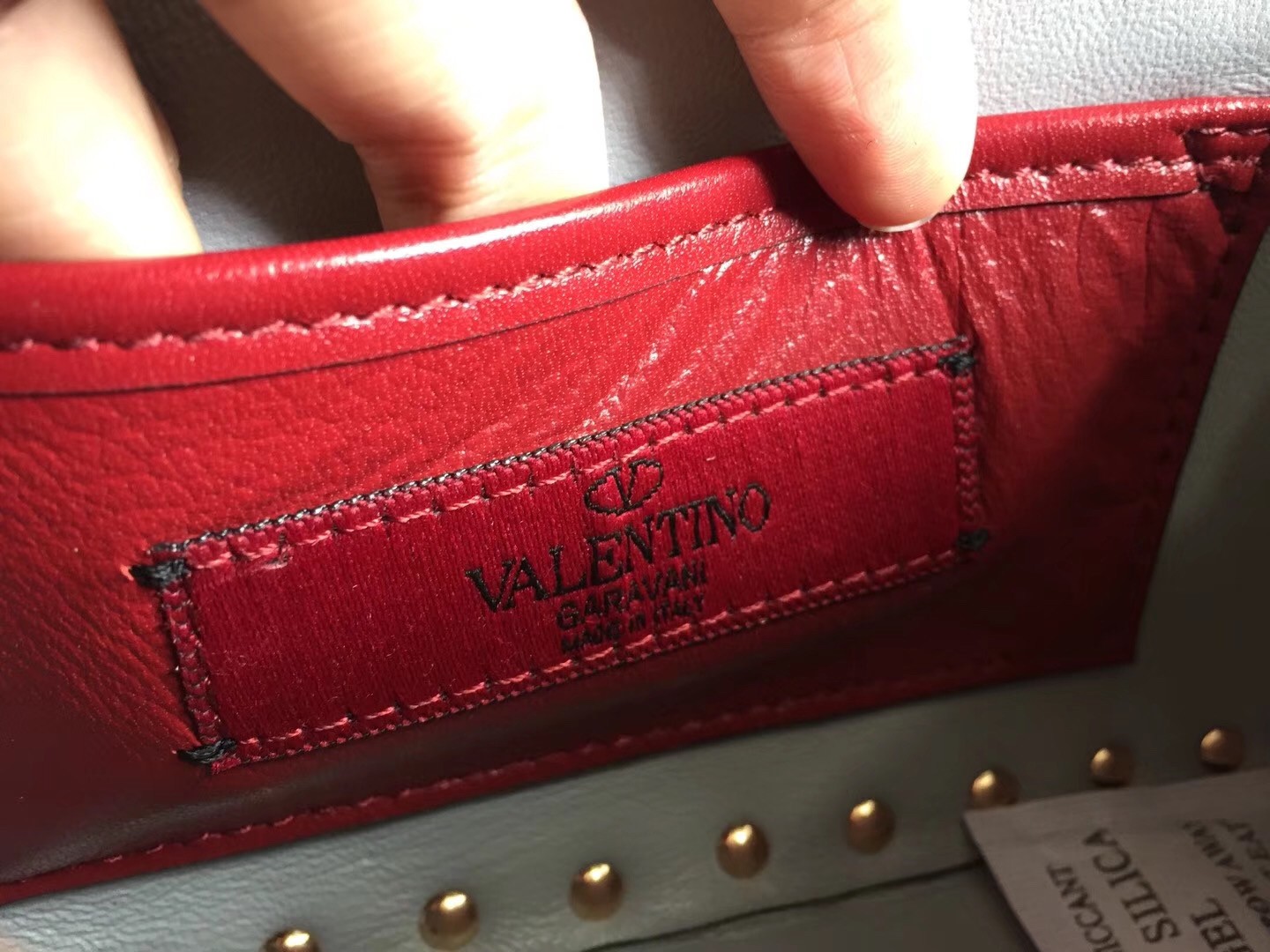 Valentino Rockstud Spike Small Bag In Pale Blue Lambskin