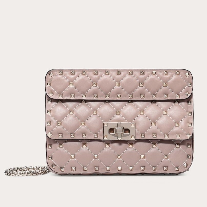 Va1e*ntin0 rockstud spike small bag in poudre lambskin