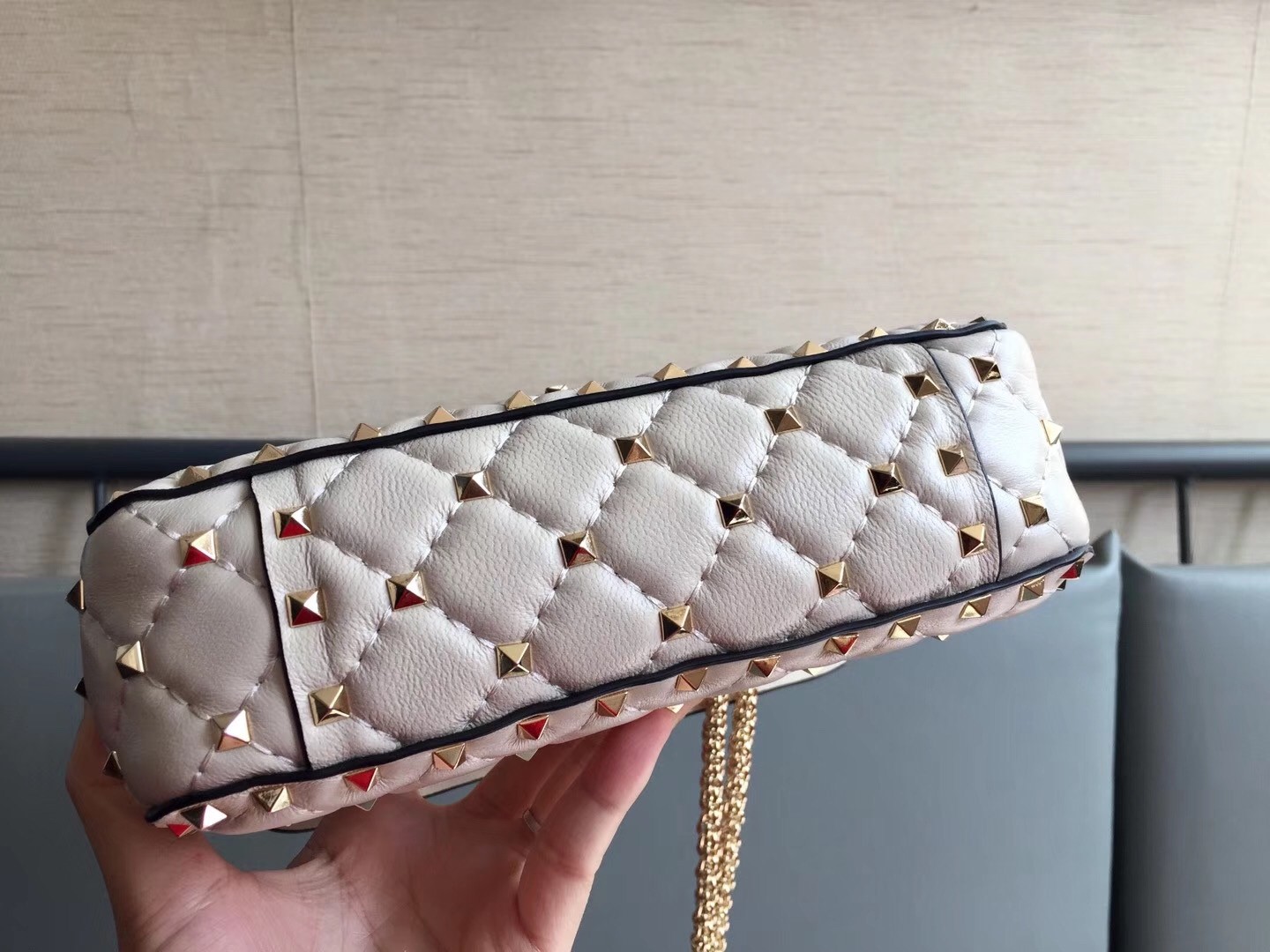 Valentino Rockstud Spike Small Bag In White Lambskin