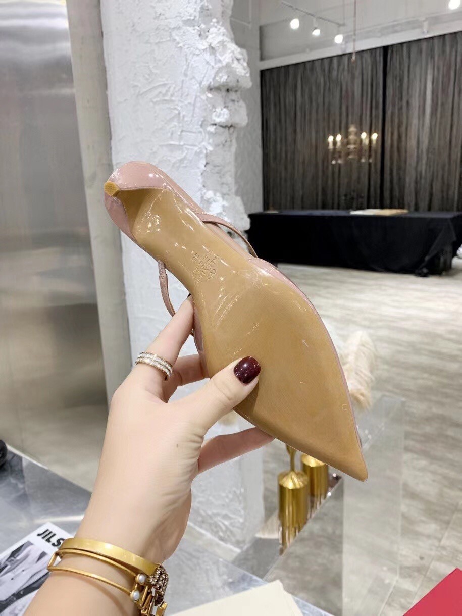 Valentino VLogo Mules 40mm In Beige Patent Leather