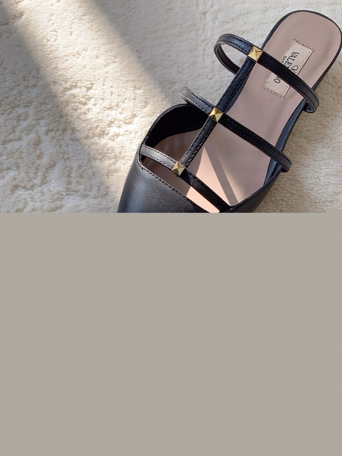 Valentino Rockstud Wispy Mules in Black Leather