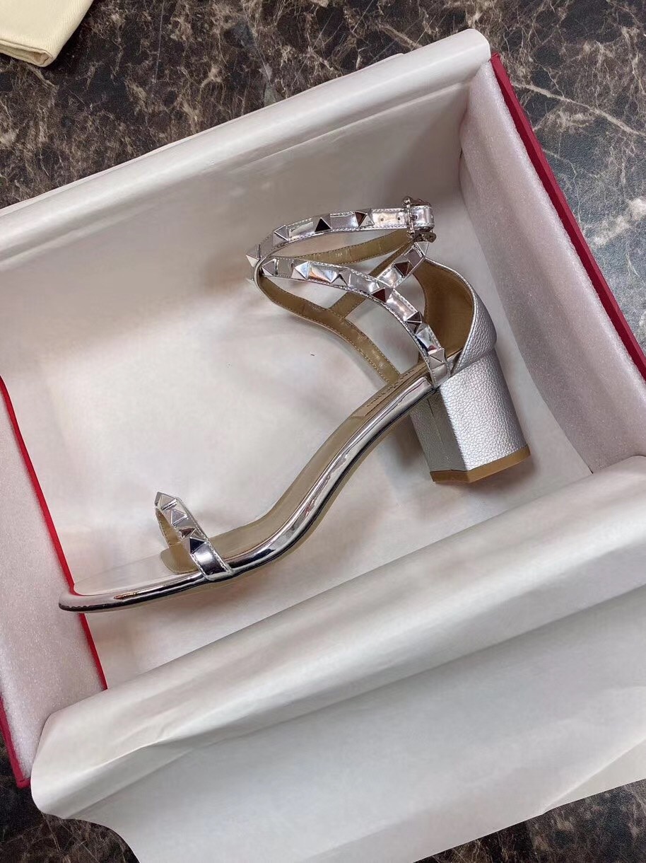 Valentino Rockstud Sandals 60mm In Laminated Calfskin