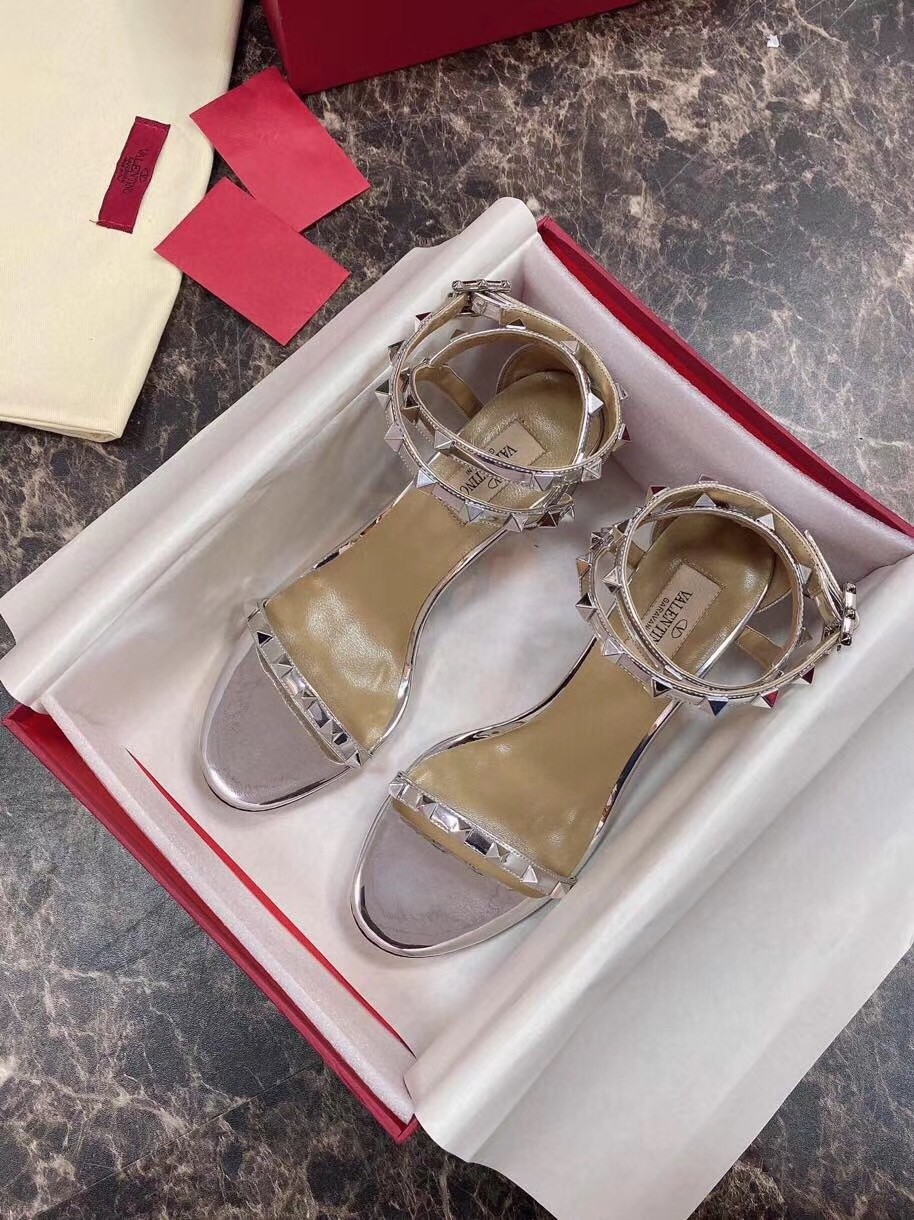 Valentino Rockstud Sandals 60mm In Laminated Calfskin