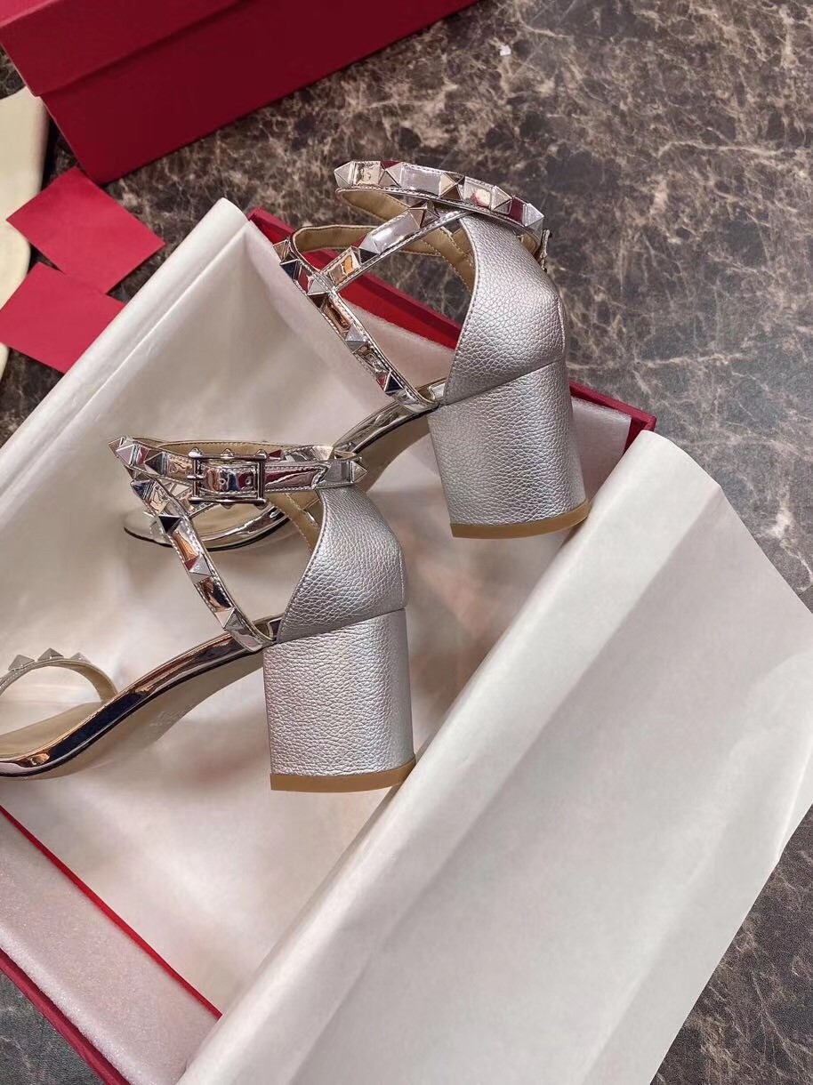 Valentino Rockstud Sandals 60mm In Laminated Calfskin