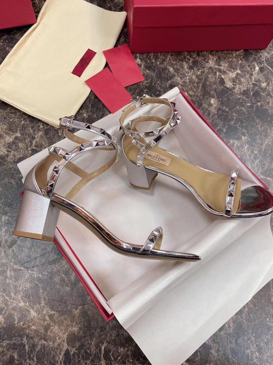 Valentino Rockstud Sandals 60mm In Laminated Calfskin