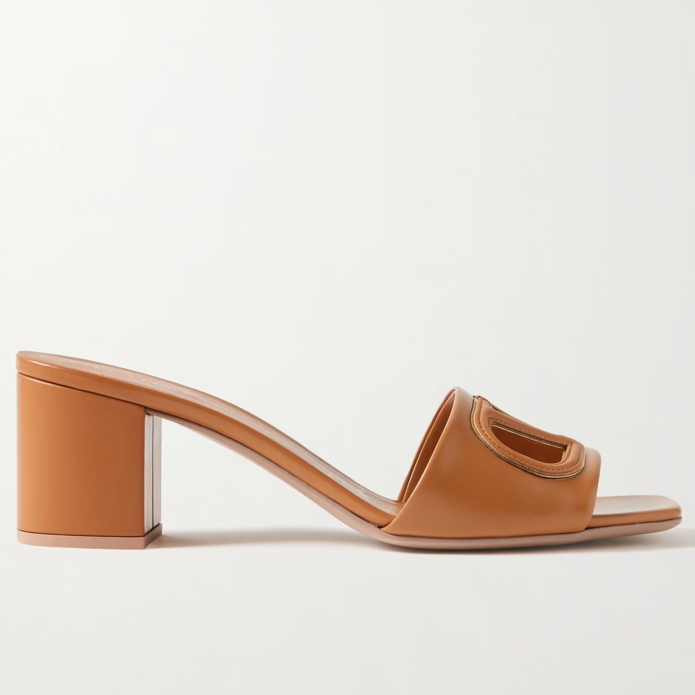 Va1e*ntin0 vlogo cut-out slide sandals 60mm in brown leather