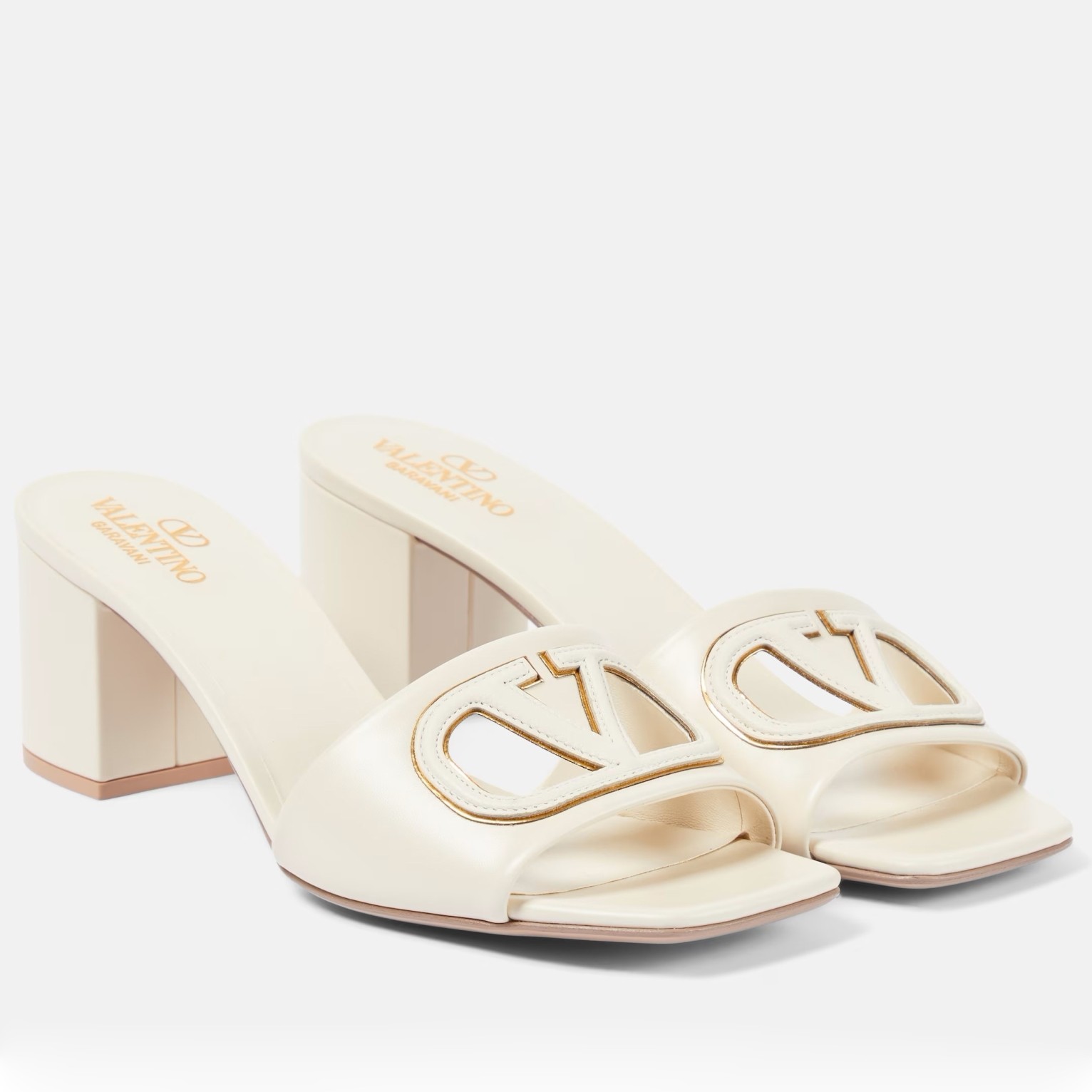 Va1e*ntin0 vlogo cut-out slide sandals 60mm in white leather