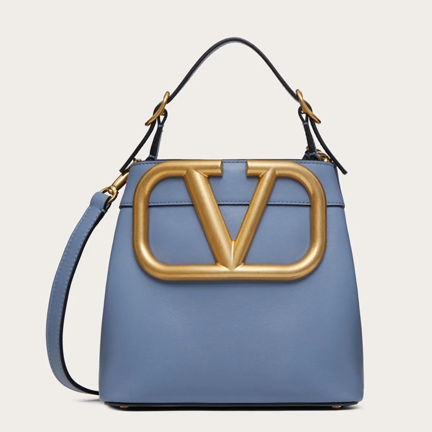 valentino S*pervee top handle bag in blue calfskin