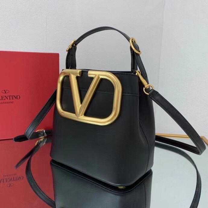 valentino S*pervee top handle bag in black calfskin
