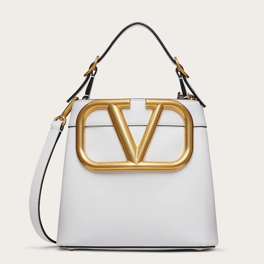 valentino S*pervee top handle bag in white calfskin
