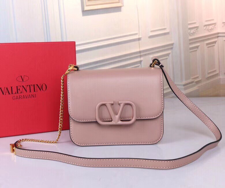 Valentino Small Vsling Shoulder Bag In Nude Calfskin