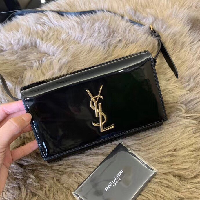 Sa**t Lau*nt black patent kate belt bag