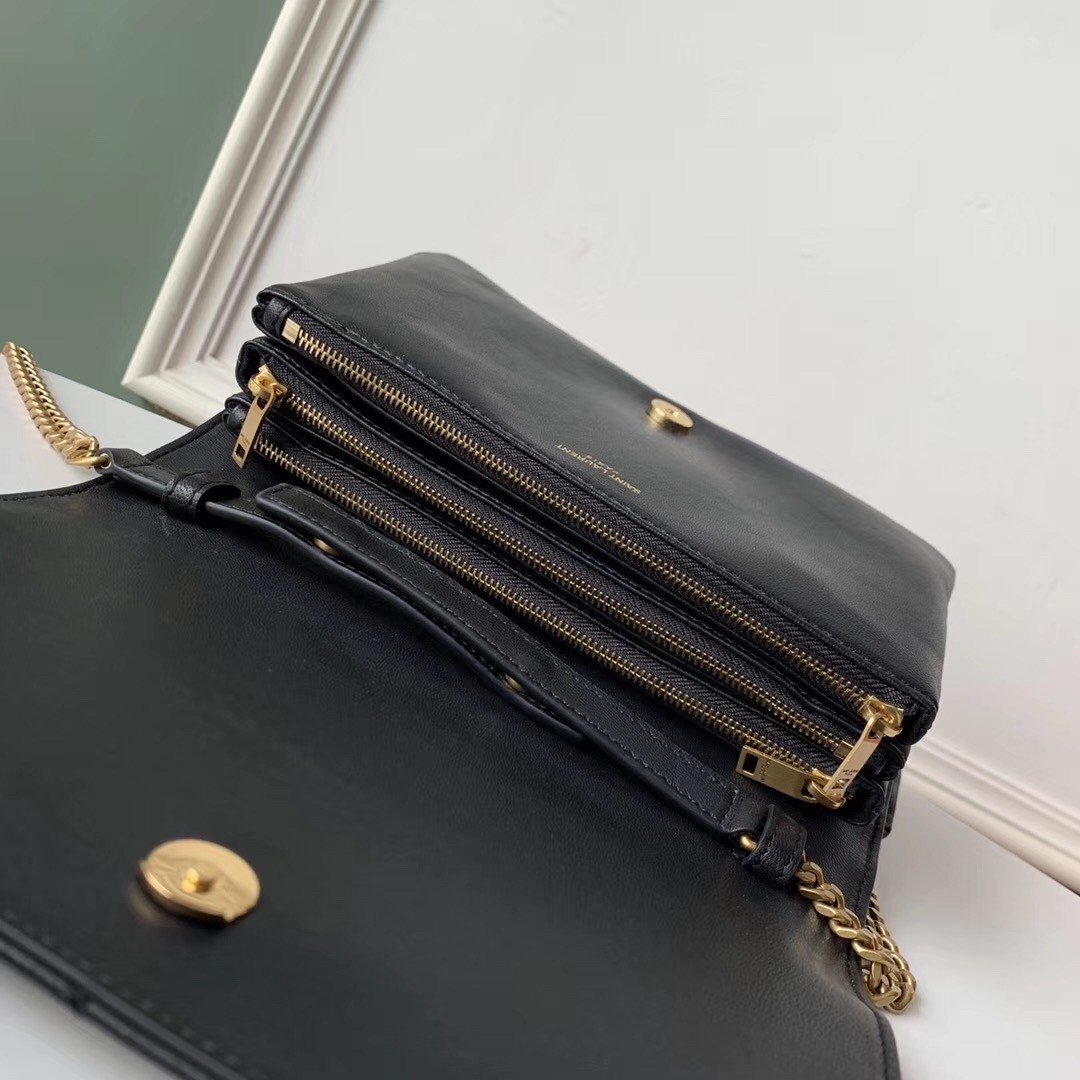 sa**t lau*nt angie chain bag in black Di*m*nd lambskin