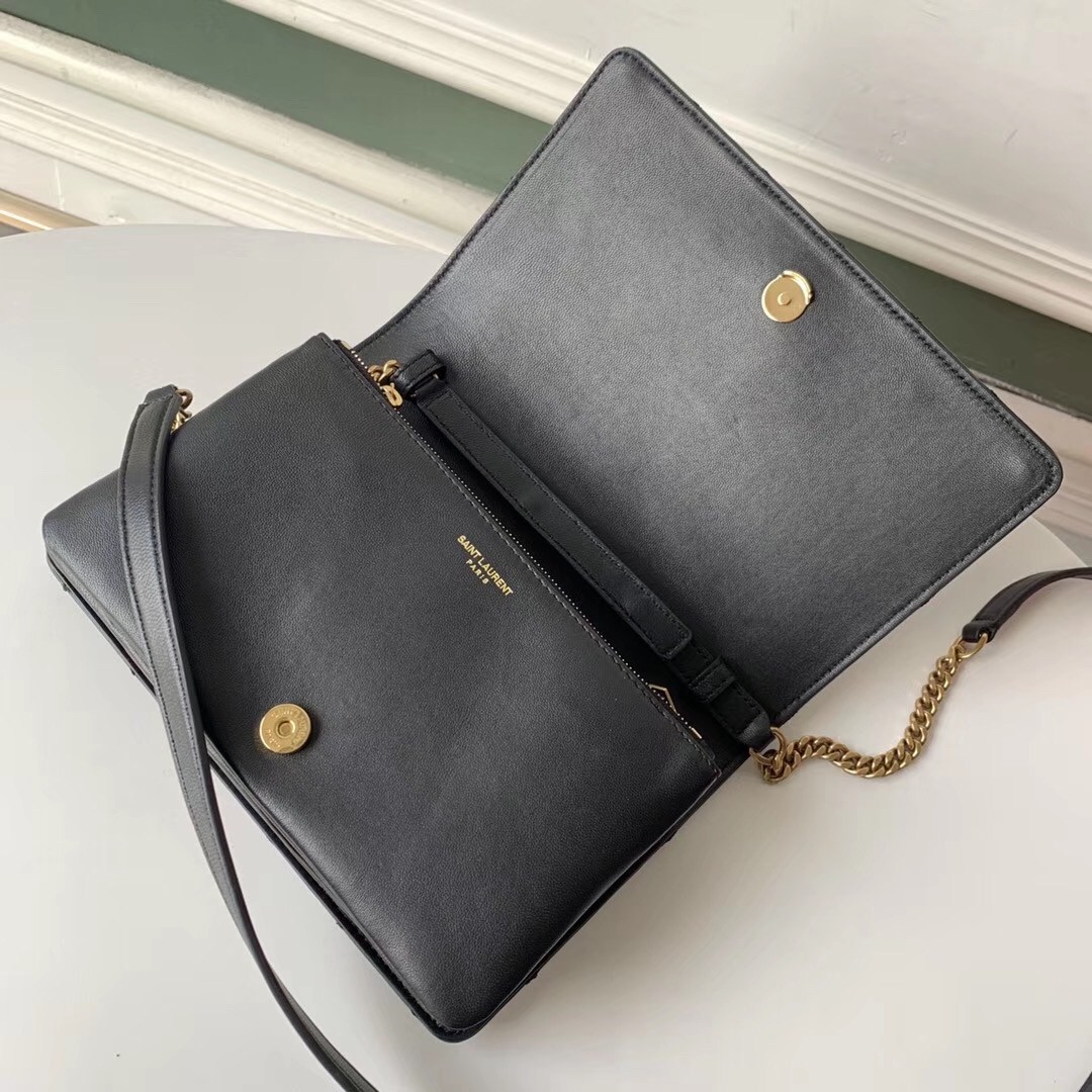 sa**t lau*nt angie chain bag in black Di*m*nd lambskin