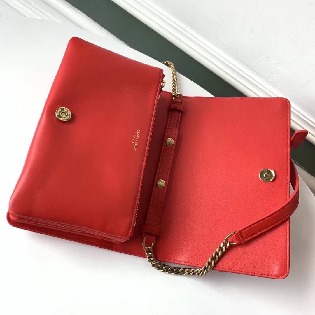 sa**t lau*nt angie chain bag in red Di*m*nd lambskin