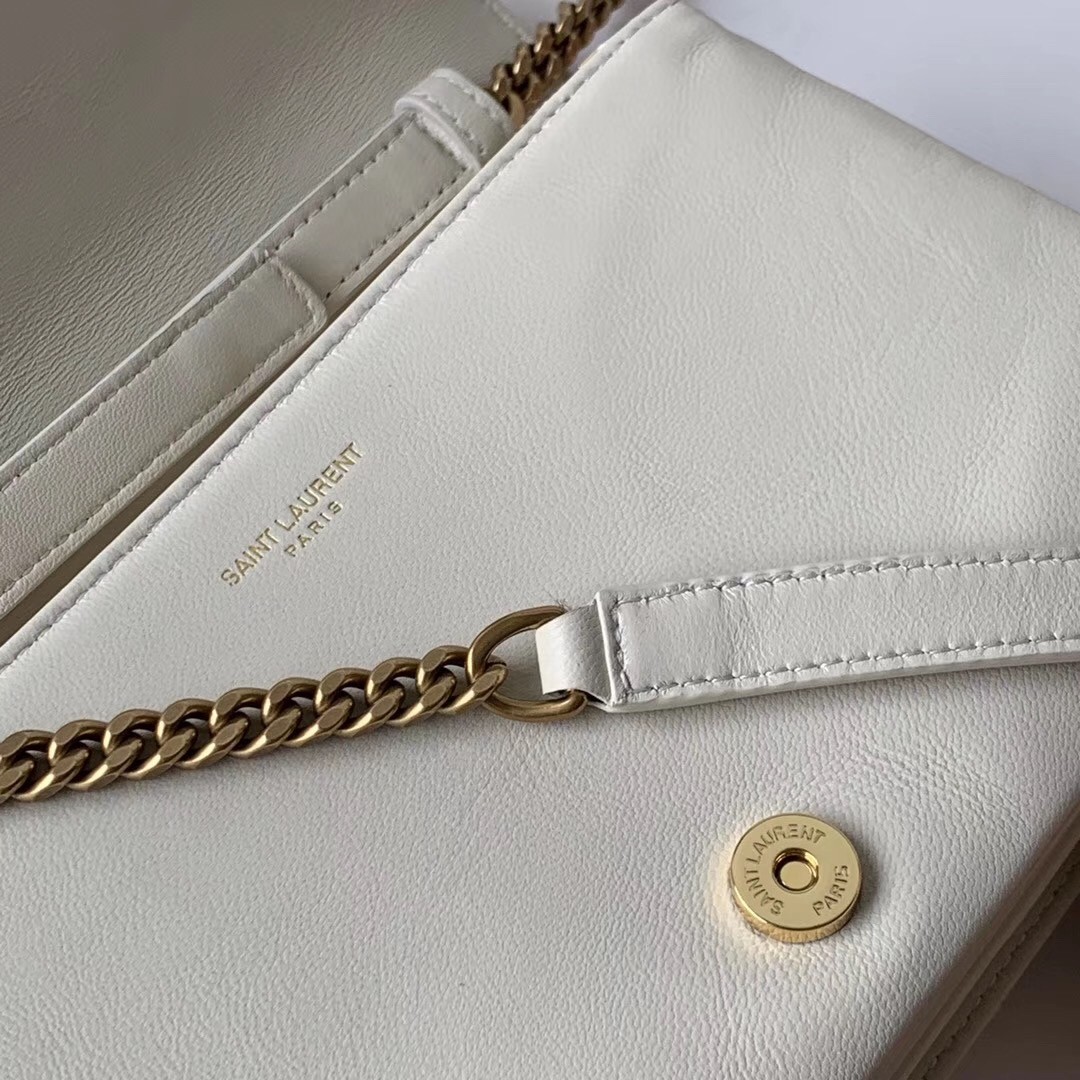sa**t lau*nt angie chain bag in white Di*m*nd lambskin