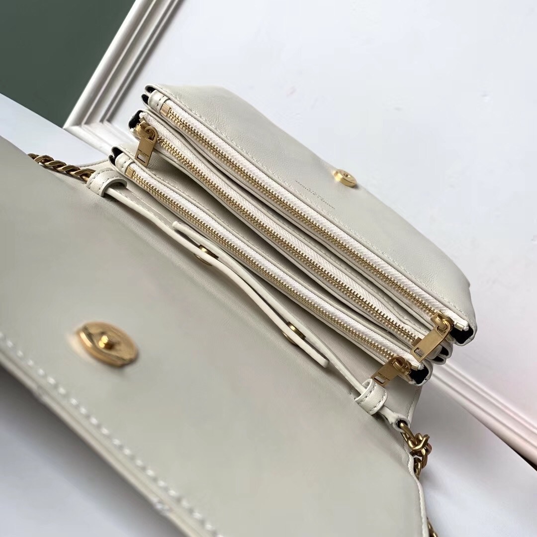 sa**t lau*nt angie chain bag in white Di*m*nd lambskin