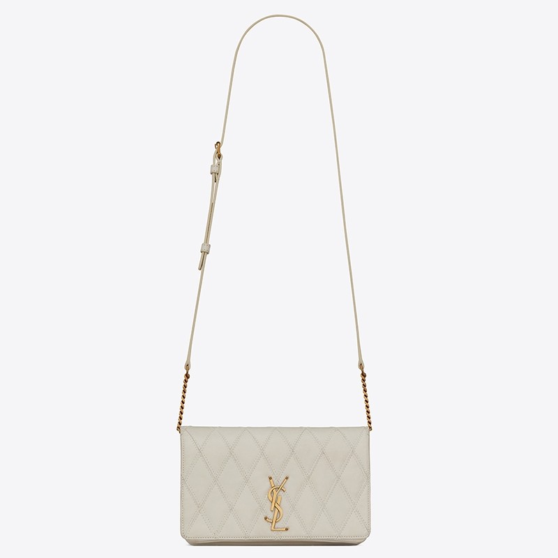 sa**t lau*nt angie chain bag in white Di*m*nd lambskin