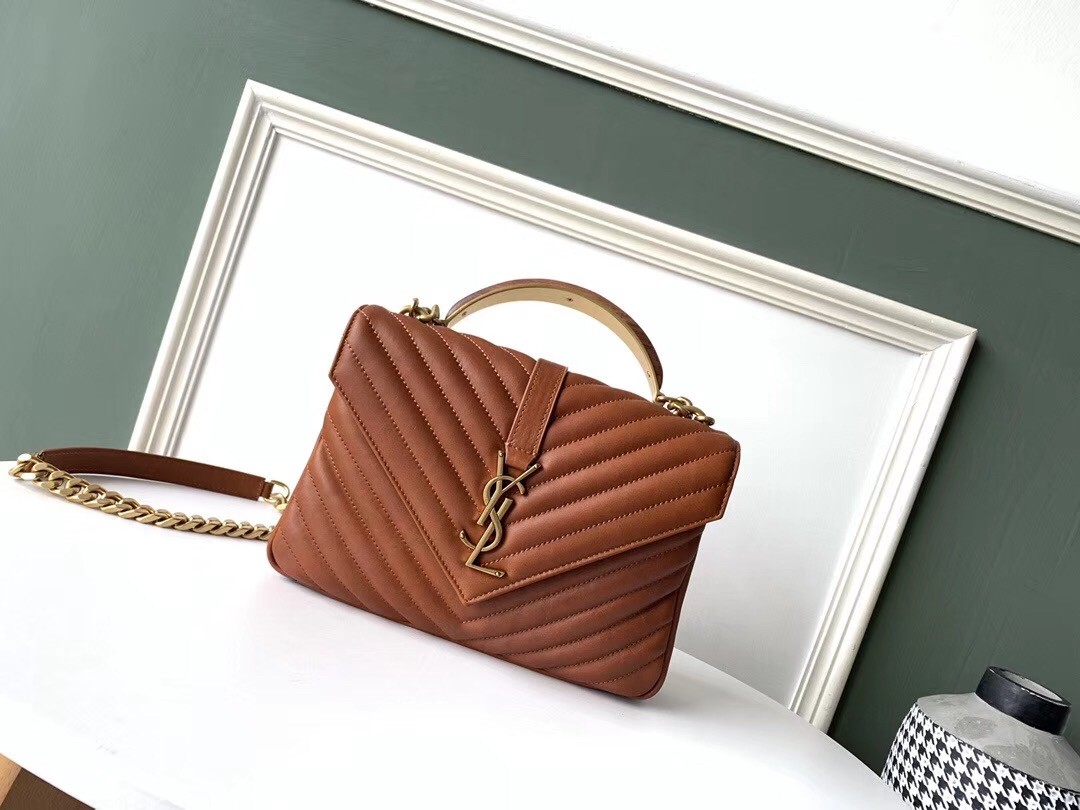 Sa**t Lau*nt college medium bag in brown matelasse leather