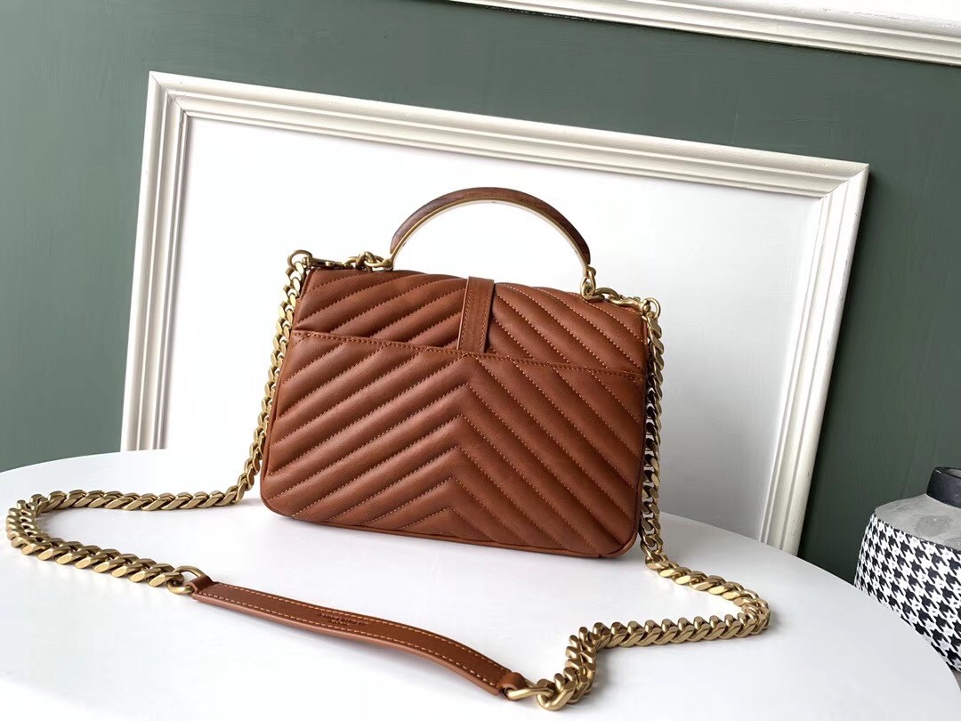 Sa**t Lau*nt college medium bag in brown matelasse leather