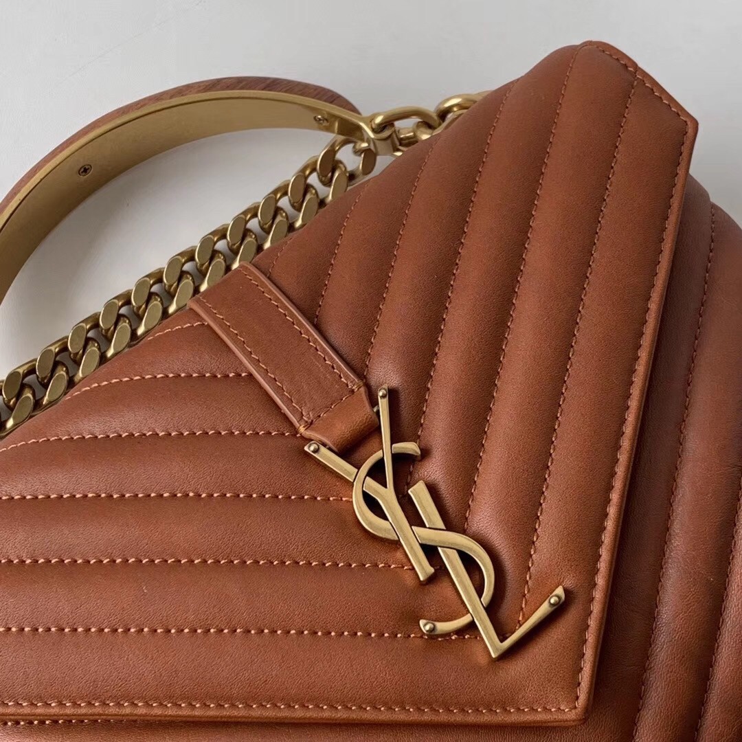 Sa**t Lau*nt college medium bag in brown matelasse leather