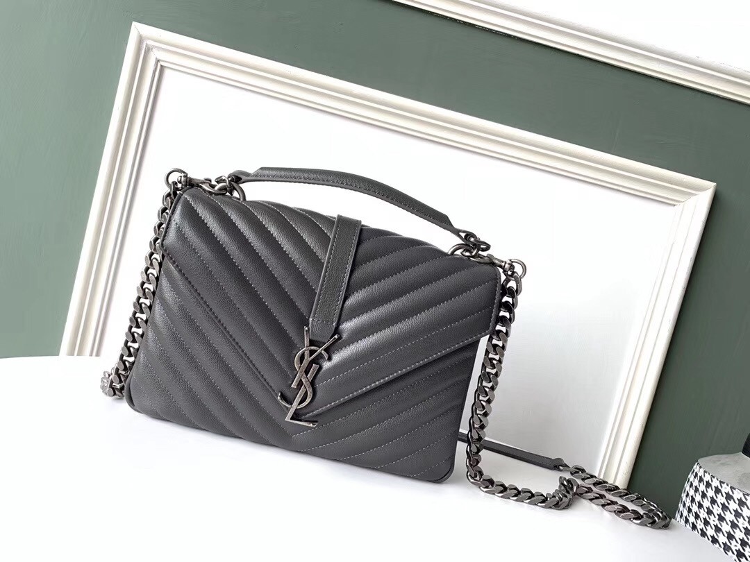 Sa**t Lau*nt college medium bag in grey matelasse leather