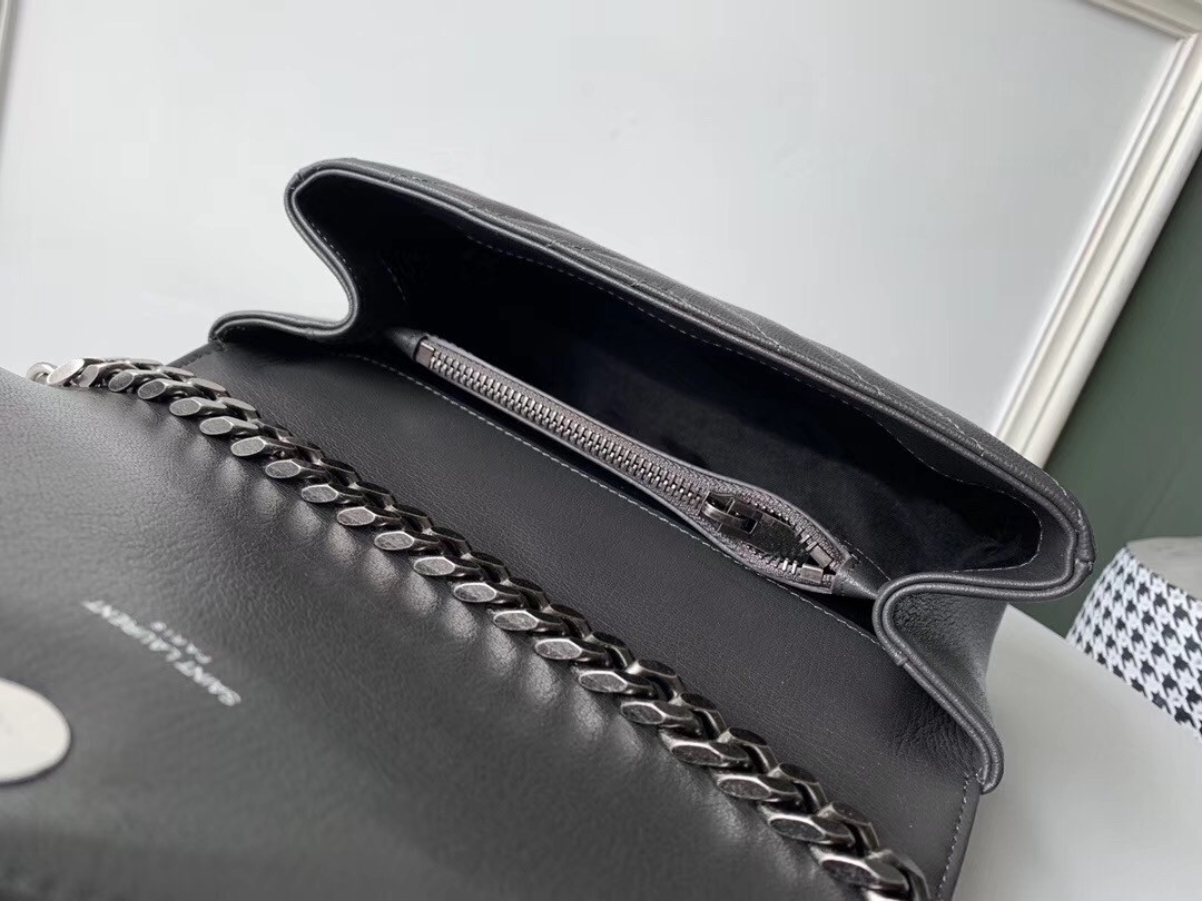 Sa**t Lau*nt college medium bag in grey matelasse leather