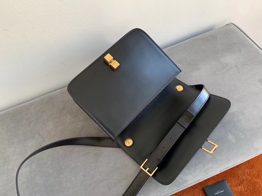 Sa**t Lau*nt carre satchel bag in black leather