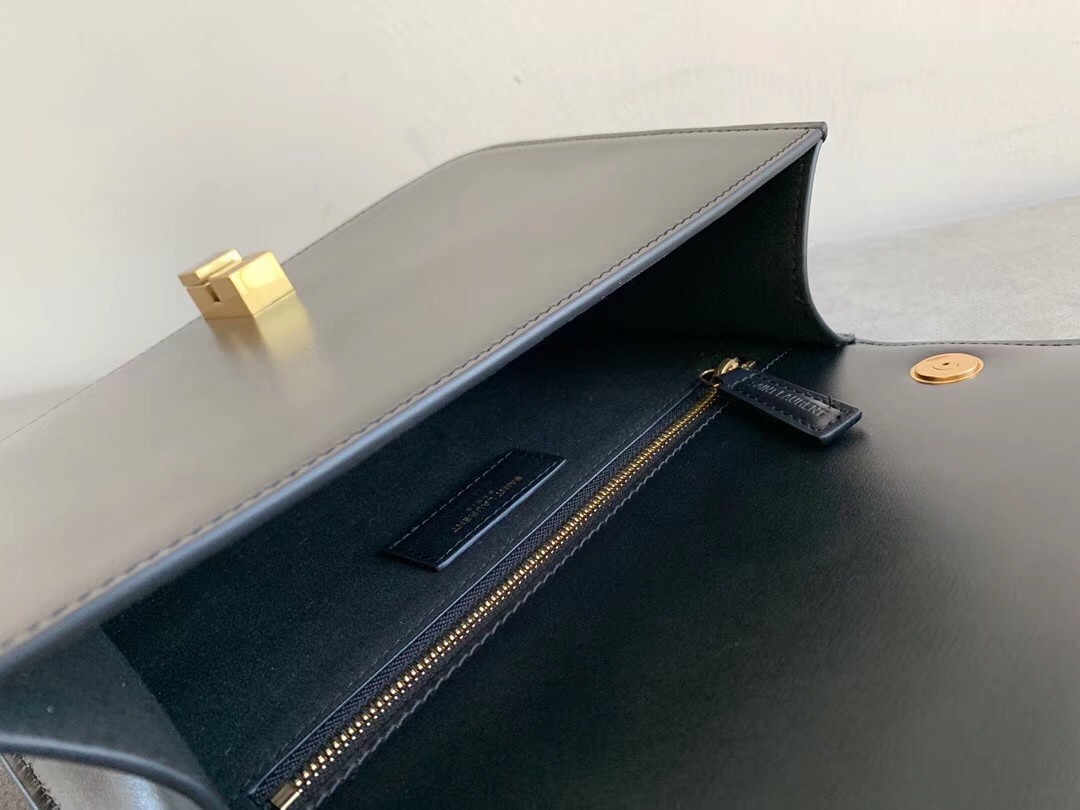 Sa**t Lau*nt carre satchel bag in black leather