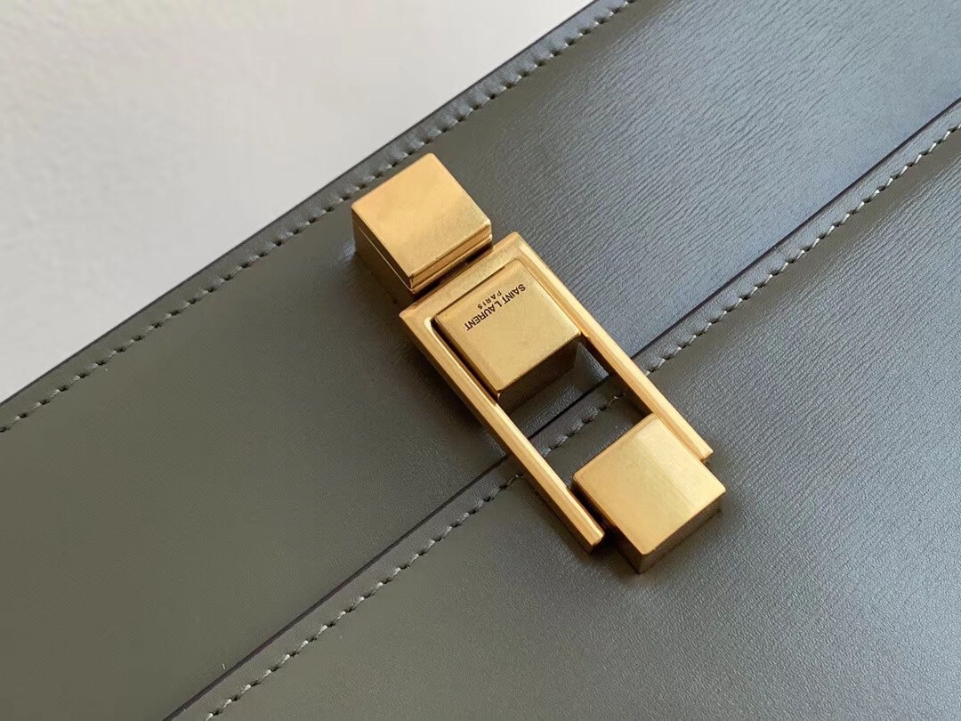 Sa**t Lau*nt carre satchel bag in olive leather