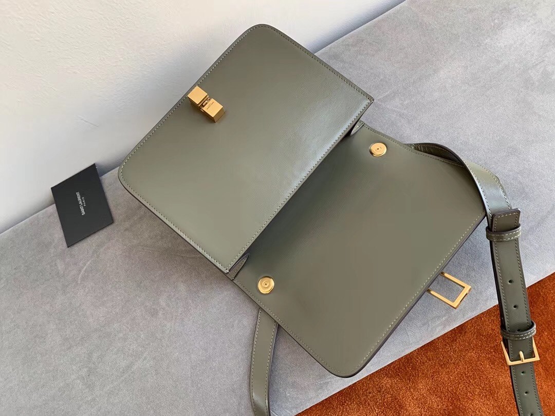 Sa**t Lau*nt carre satchel bag in olive leather