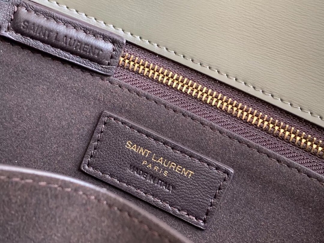 Sa**t Lau*nt carre satchel bag in olive leather